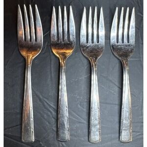 Set of 4 Imperial Stainless Lady Duff 6.25" Salad Forks | Discontinued | USA VTG